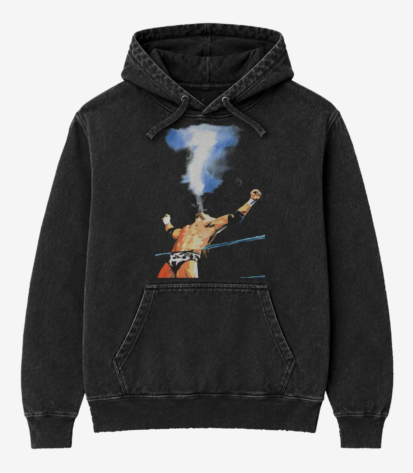 Poleron Canguro Acid Wash Negro de HHH