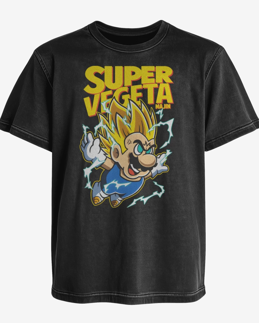 Polera desgastada Negro de Super Majin Vegeta 
