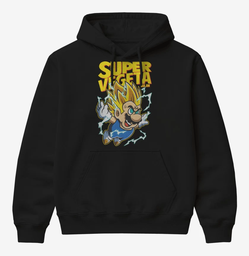 Poleron Canguro básico Negro de Super Majin Vegeta 