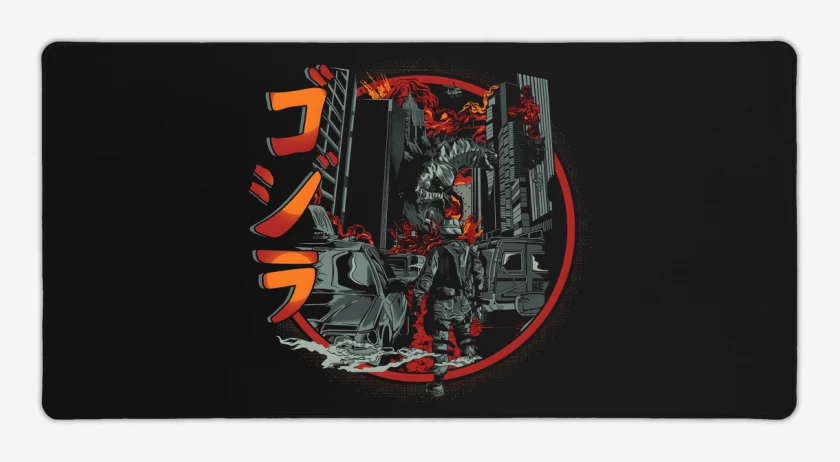 Mouse pad Gamer Negro de Destrucción de Godzilla