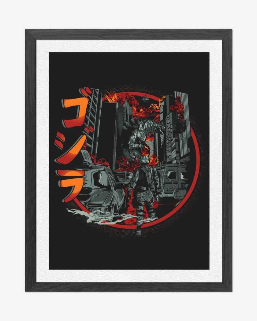 Cuadro decorativo Negro de Destrucción de Godzilla