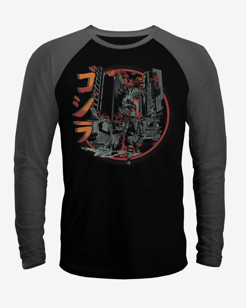 Polera Raglan Destrucción de Godzilla