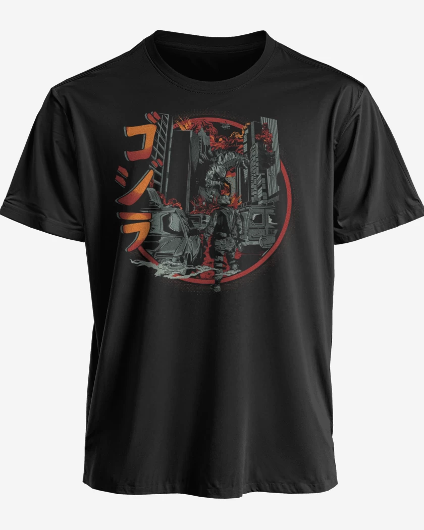 Polera premium Negro de Destrucción de Godzilla
