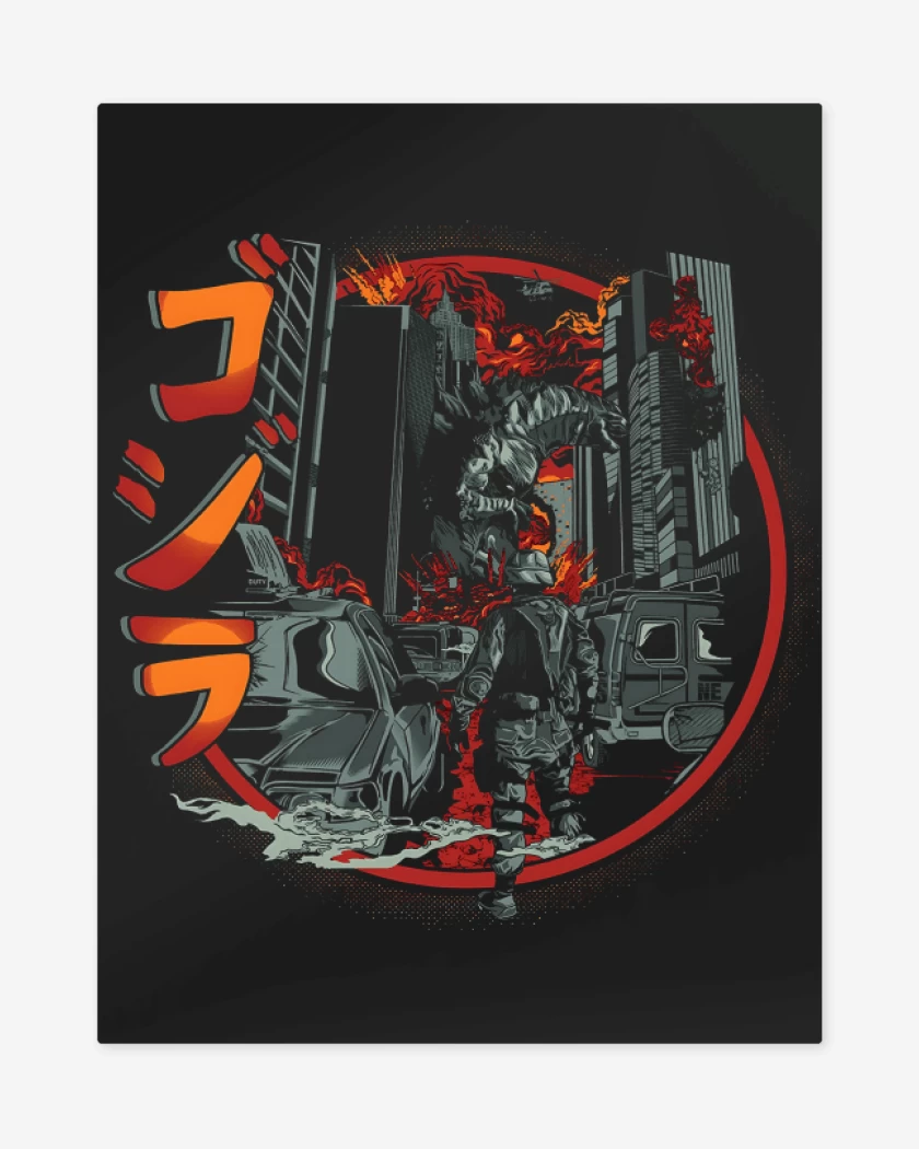 Print metalico Destrucción de Godzilla