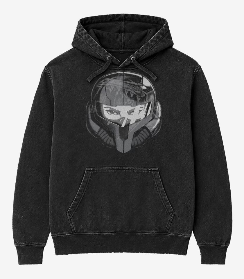 Poleron Canguro Acid Wash Negro de Reflejos de Ridley