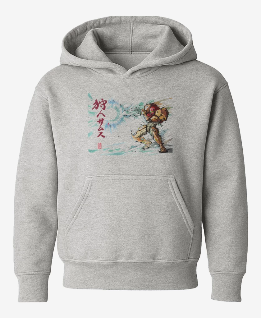 Poleron de niño Gris Melange de Samus Shot Cannon