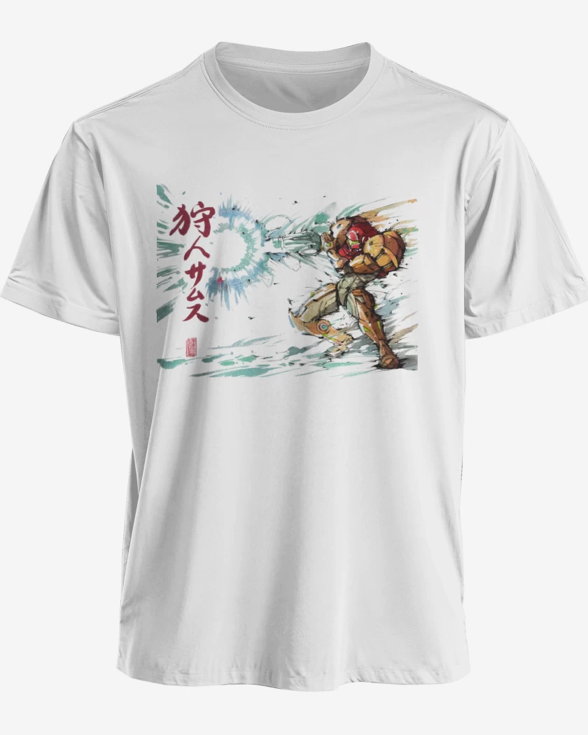 Polera premium Blanco de Samus Shot Cannon