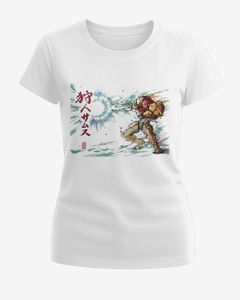 Polera de Mujer Blanco de Samus Shot Cannon
