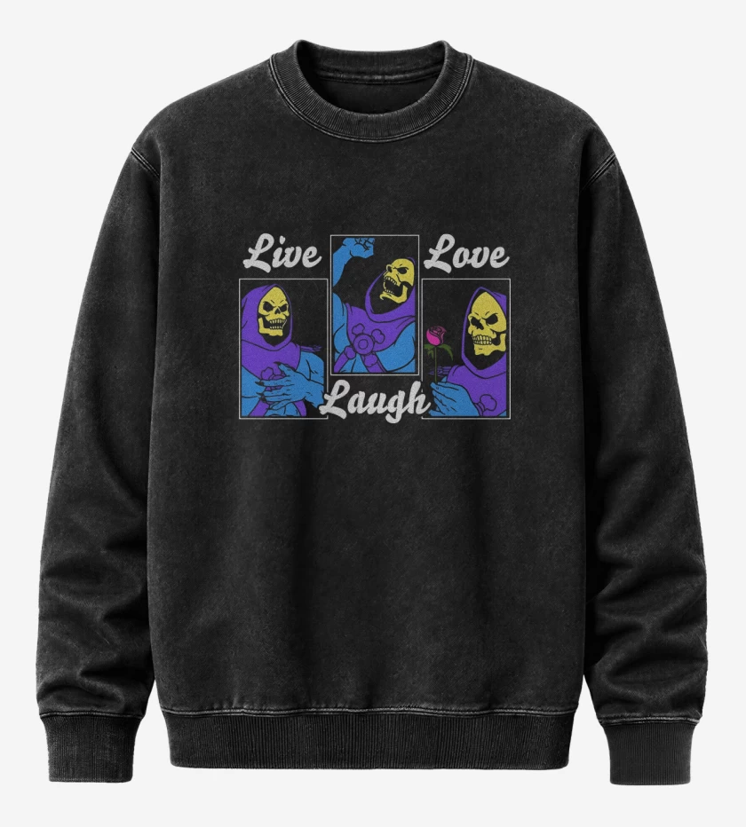 Poleron Polo Acid Wash Negro de Live Laugh Love