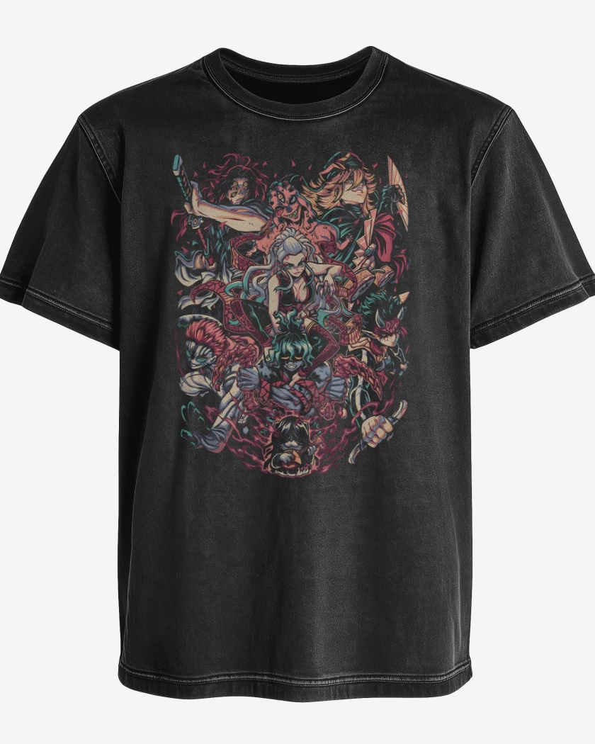 Polera desgastada Negro de Lunas Superiores
