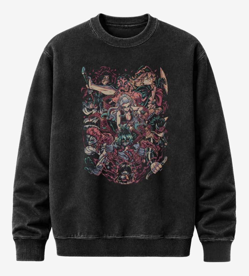 Poleron Polo Acid Wash Negro de Lunas Superiores
