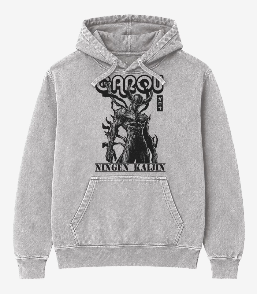 Poleron Canguro Acid Wash Gris Melange de Garou