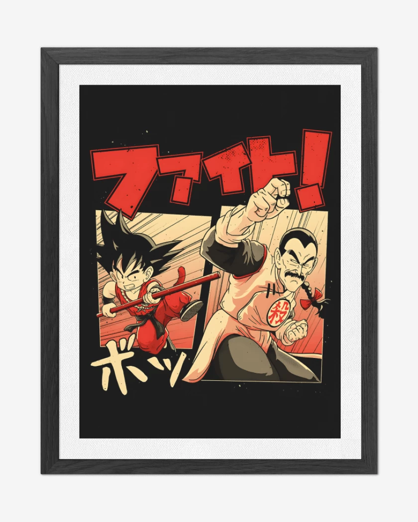 Cuadro decorativo Negro de Goku vs Tao Pai Pai