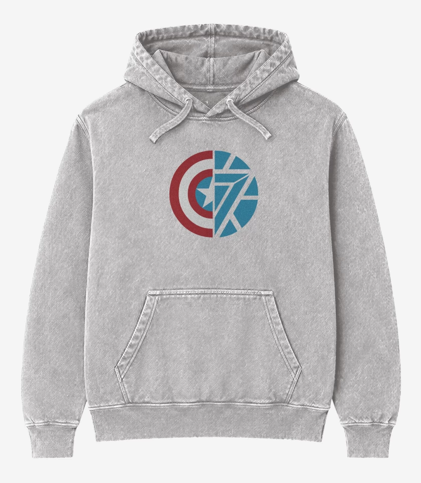 Poleron Canguro Acid Wash Gris Melange de Cap Vs Iron