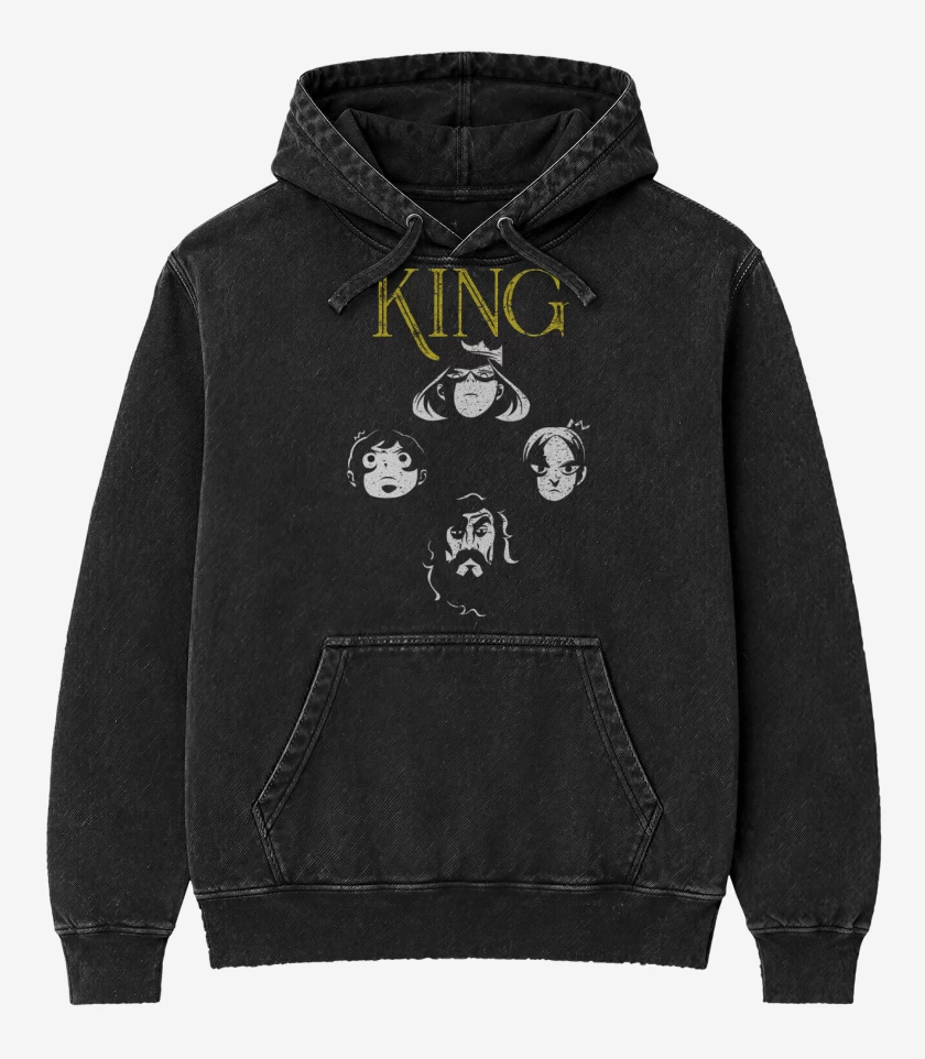 Poleron Canguro Acid Wash Negro de King