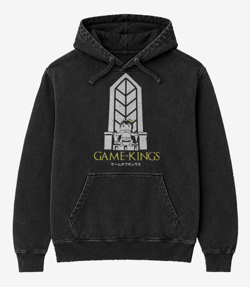Poleron Canguro Acid Wash Negro de Game of Kings