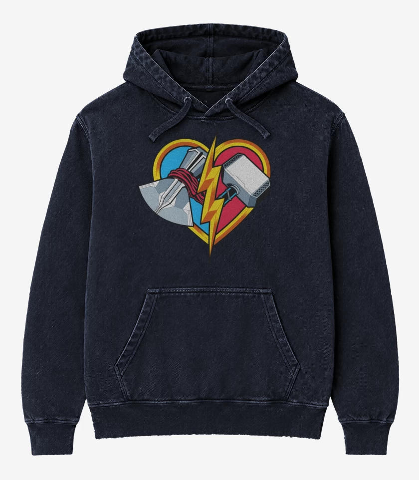 Poleron Canguro Acid Wash Azul Marino de Amor y Trueno