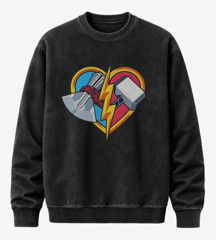 Poleron Polo Acid Wash Negro de Amor y Trueno