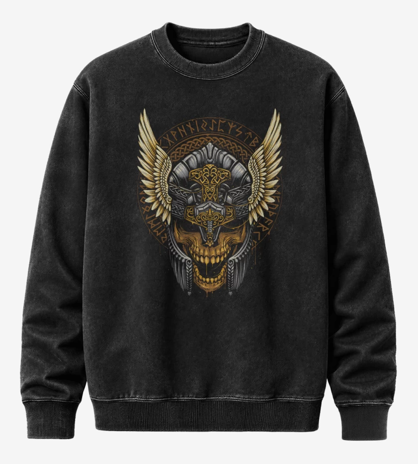 Poleron Polo Acid Wash Negro de Dios del Trueno