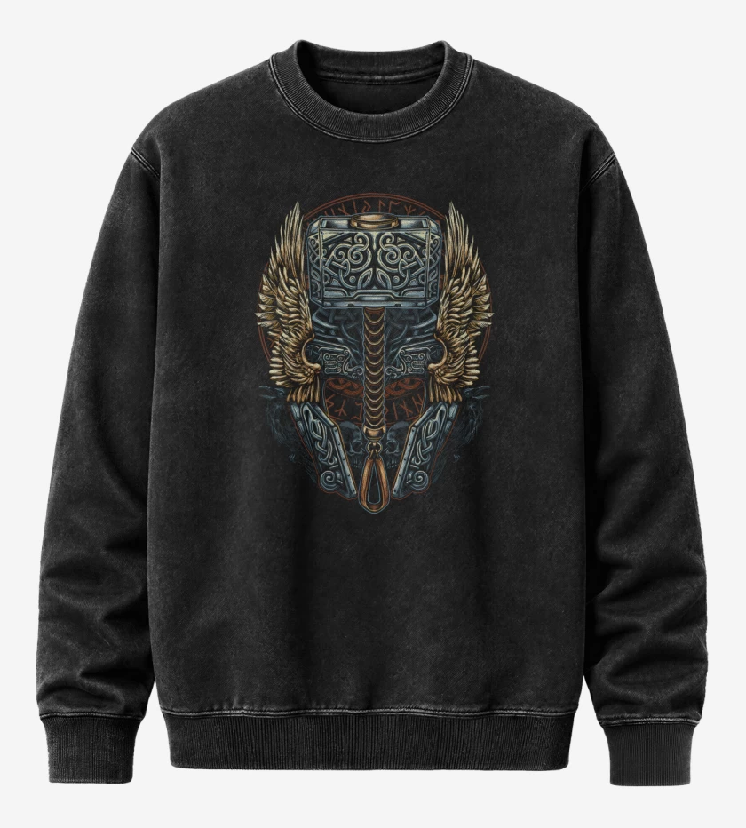 Poleron Polo Acid Wash Negro de Pray for Thunder