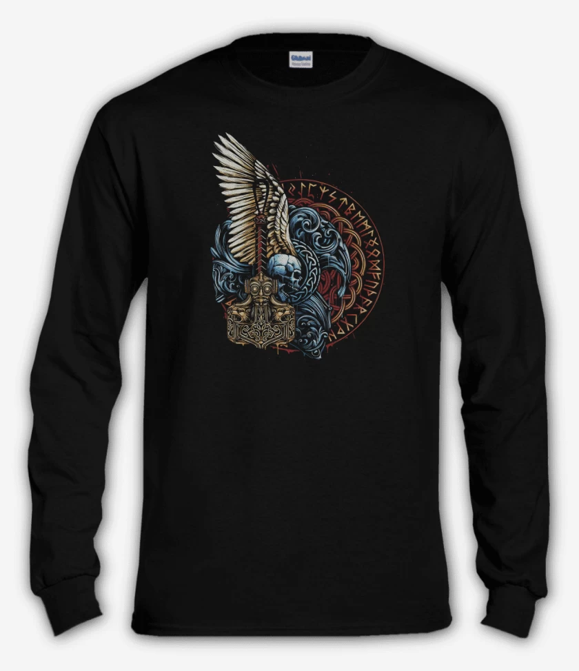 Polera manga larga Negro de Thor Mjolnir