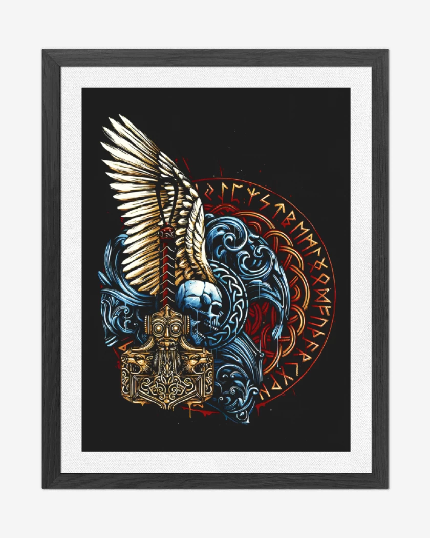 Cuadro decorativo Negro de Thor Mjolnir