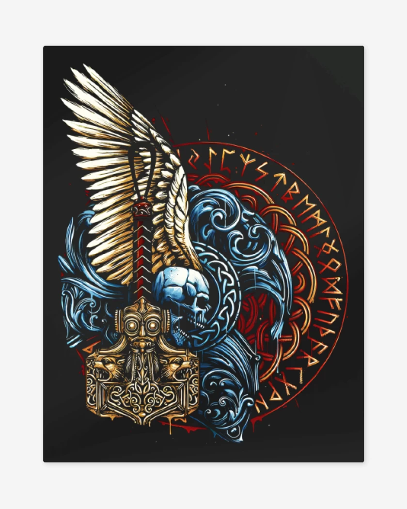 Print metalico Negro de Thor Mjolnir