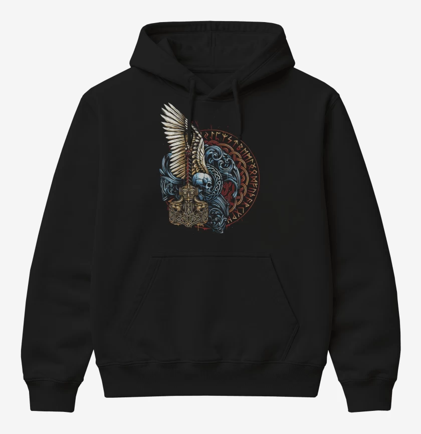 Poleron Canguro básico Negro de Thor Mjolnir