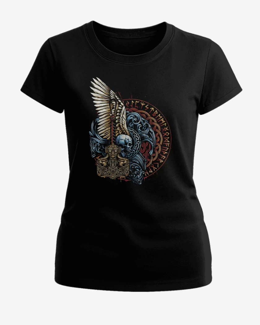 Polera de Mujer Negro de Thor Mjolnir