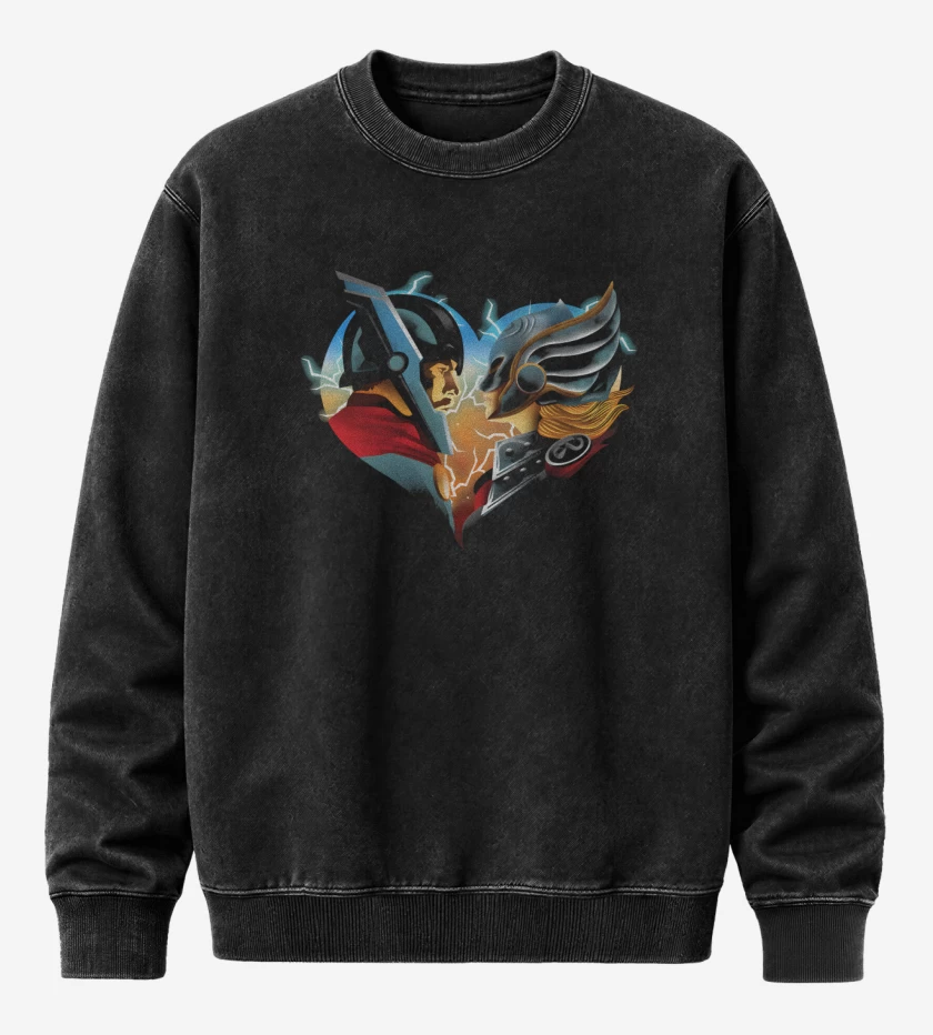 Poleron Polo Acid Wash Negro de Love and Thunder