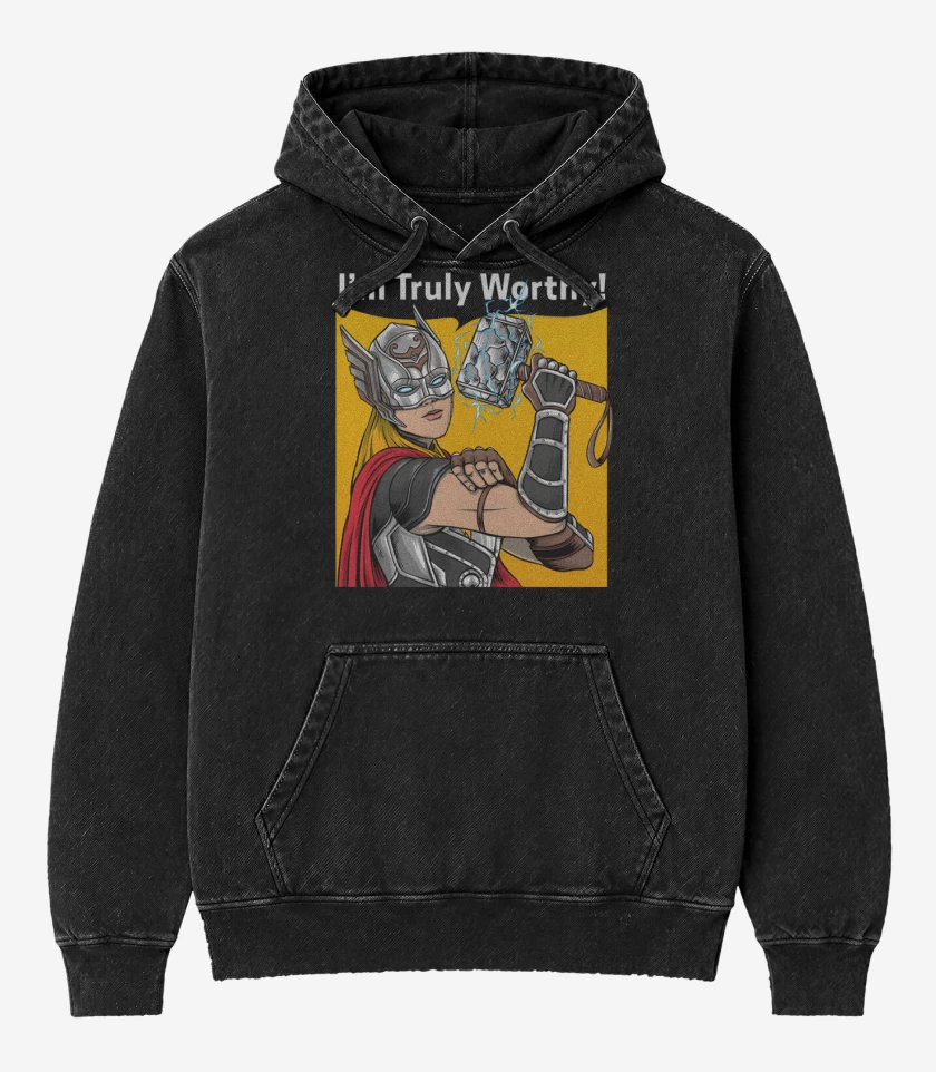 Poleron Canguro Acid Wash Negro de Digna del Trueno