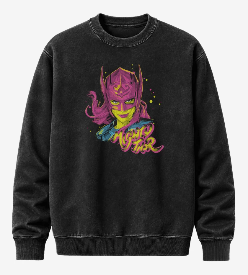 Poleron Polo Acid Wash Negro de Mighty Thor