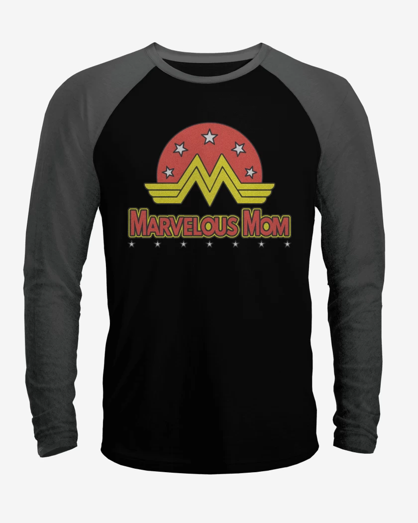 Polera Raglan Negro / Negro Heather de Mamá Maravilla