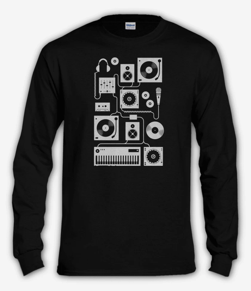 Polera manga larga Negro de Dj
