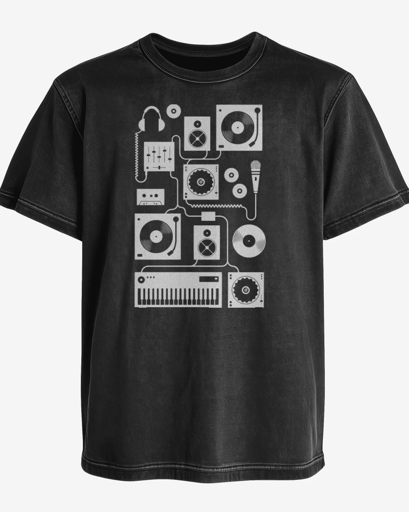 Polera desgastada Negro de Dj