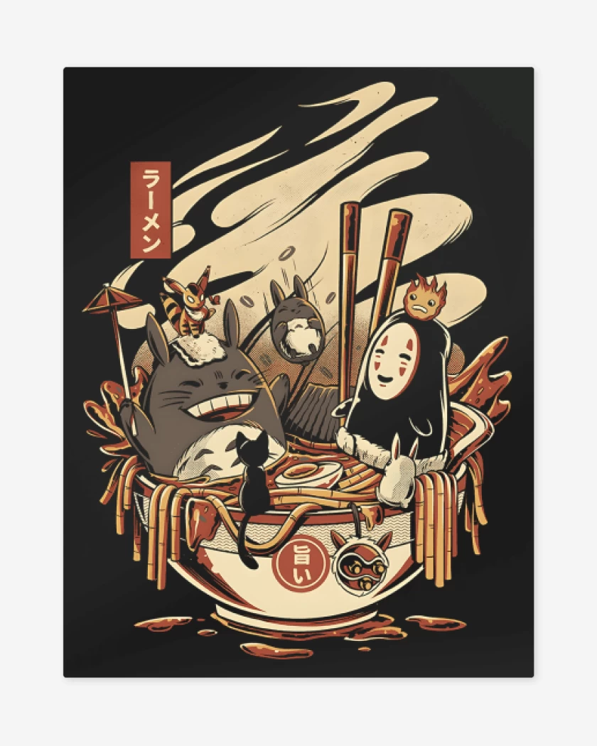 Print metalico Negro de Ghibli Ramen