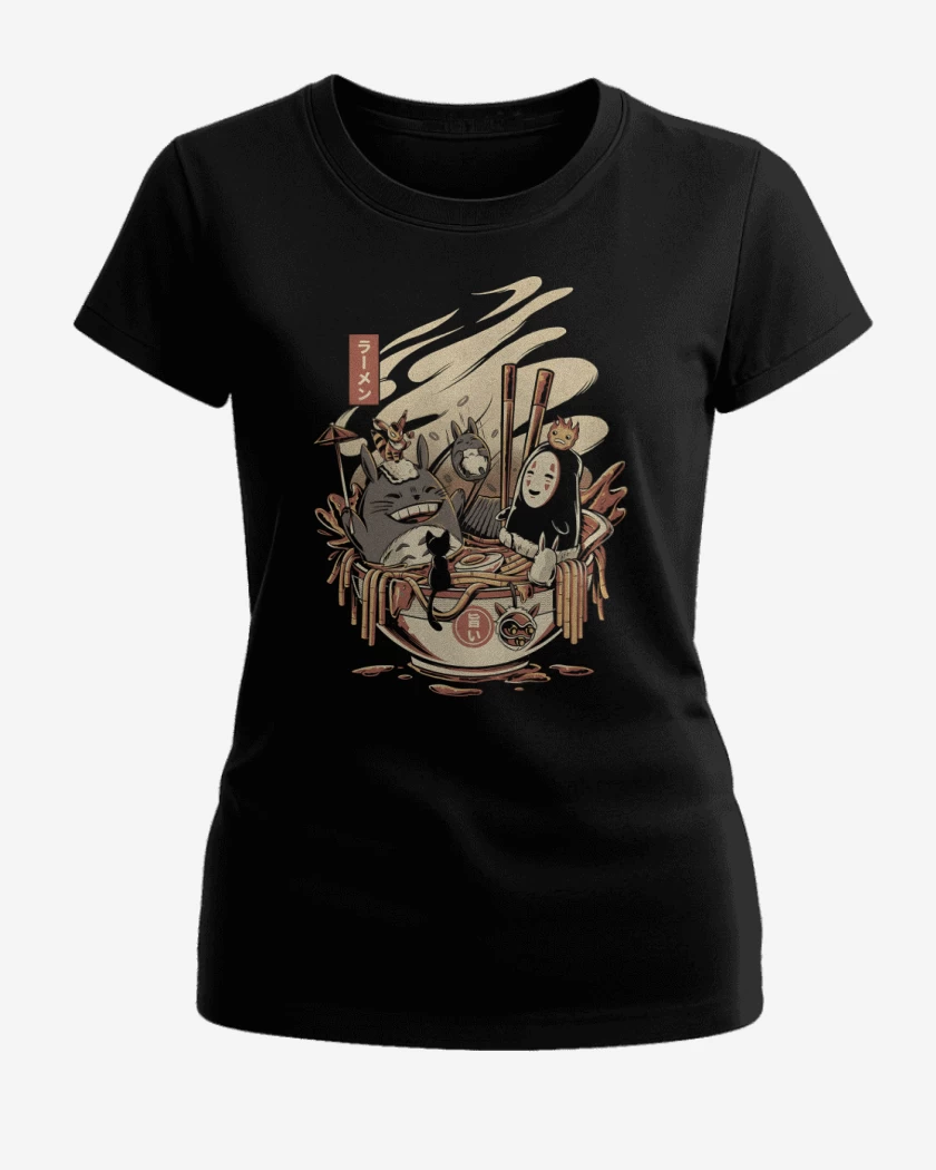 Polera de Mujer Negro de Ghibli Ramen