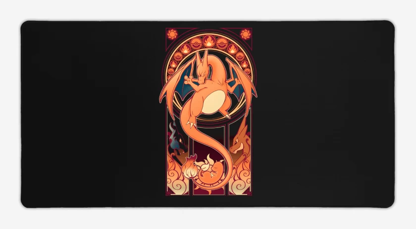 Mouse pad Gamer Negro de Dios Charizard