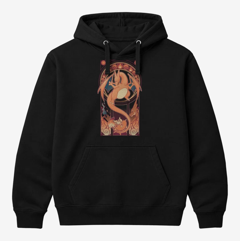 Polerón Canguro Negro de Dios Charizard