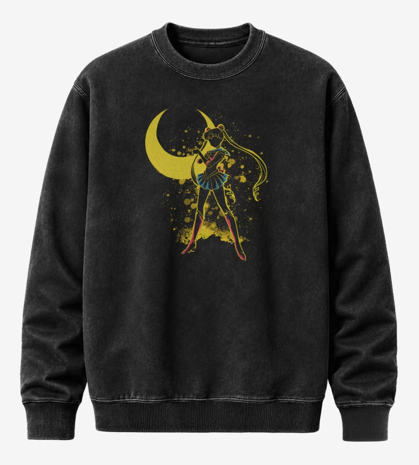 Poleron Polo Acid Wash Negro de Guardiana Lunar