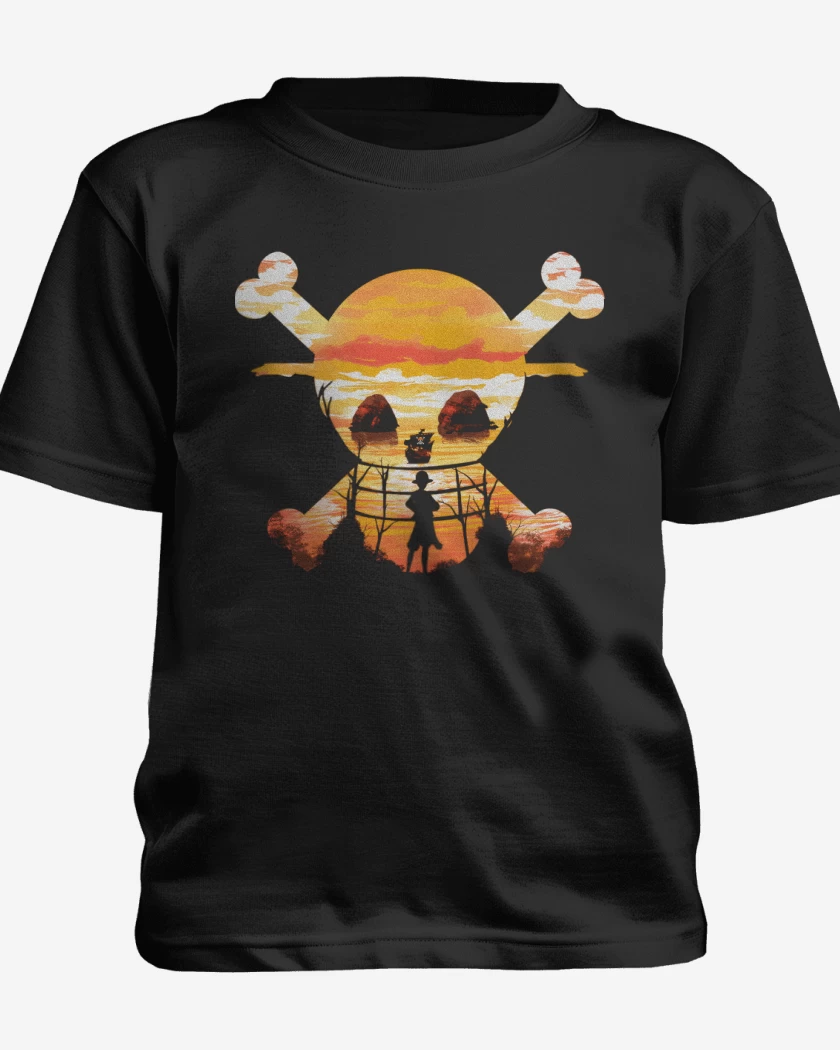 Polera de niño Negro de Atardecer Pirata
