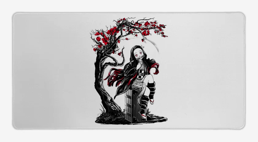 Mouse pad Gamer Blanco de Nezuko Kawai
