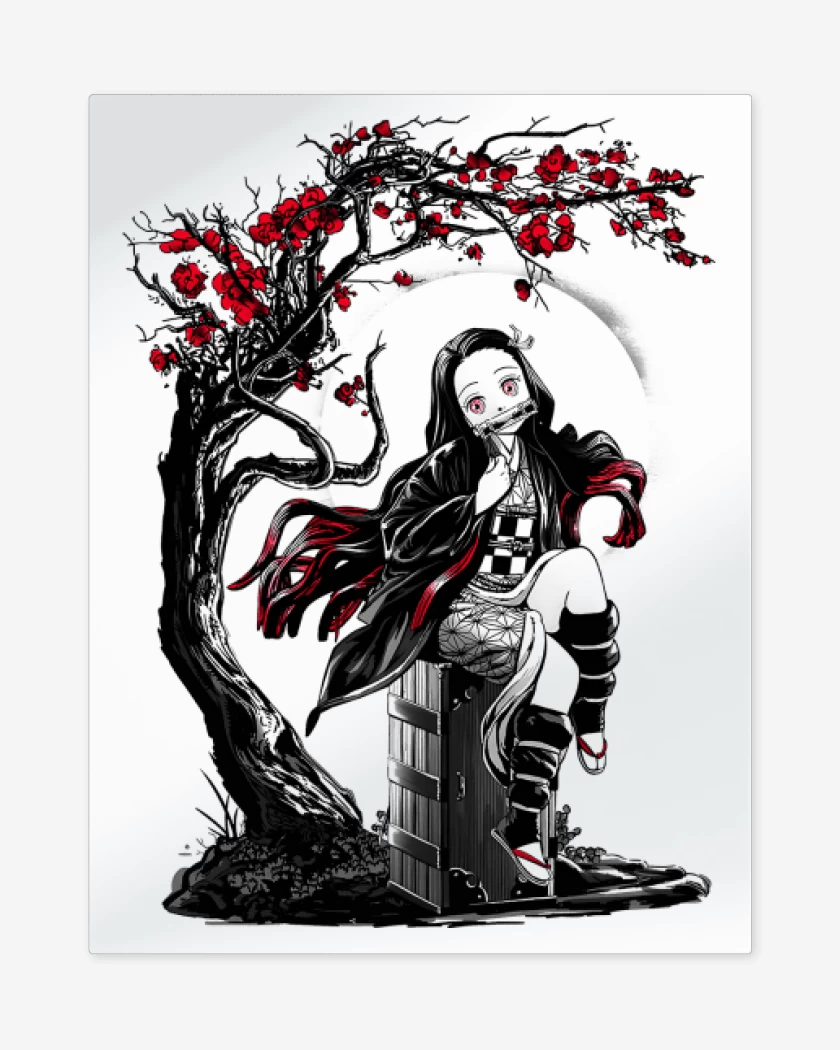 Print metalico Blanco de Nezuko Kawai
