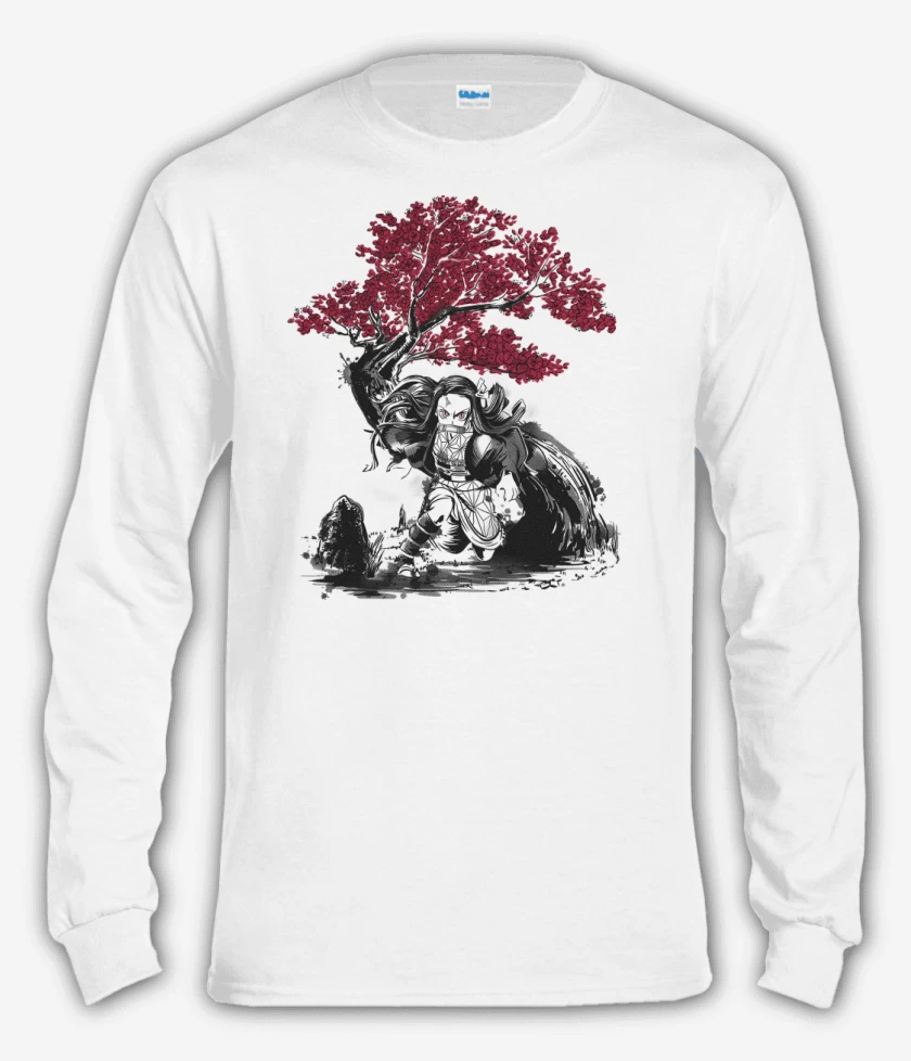 Polera manga larga Blanco de Nezuko Demonio