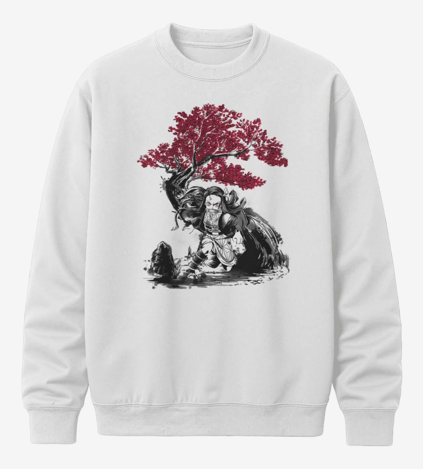 Poleron polo Blanco de Nezuko Demonio
