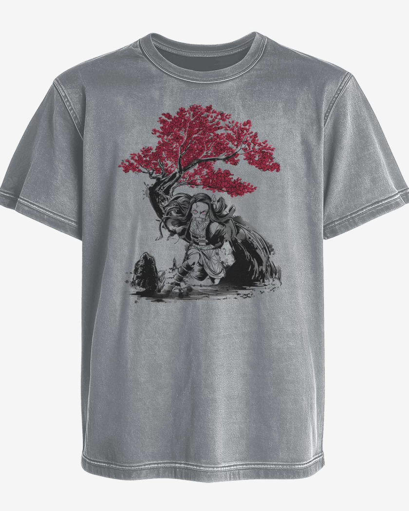 Polera desgastada Gris Melange de Nezuko Demonio