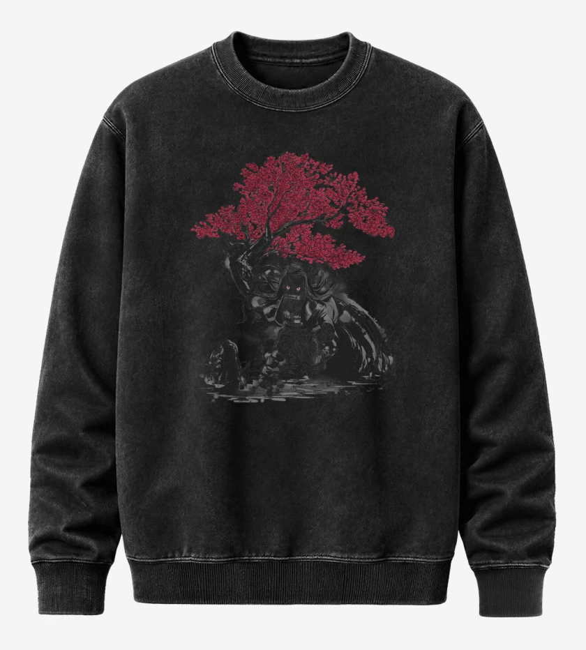 Poleron Polo Acid Wash Negro de Nezuko Demonio