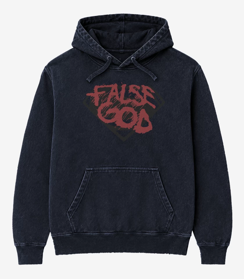 Poleron Canguro Acid Wash Azul Marino de False God