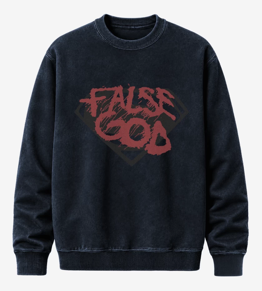 Poleron Polo Acid Wash Azul Marino de False God