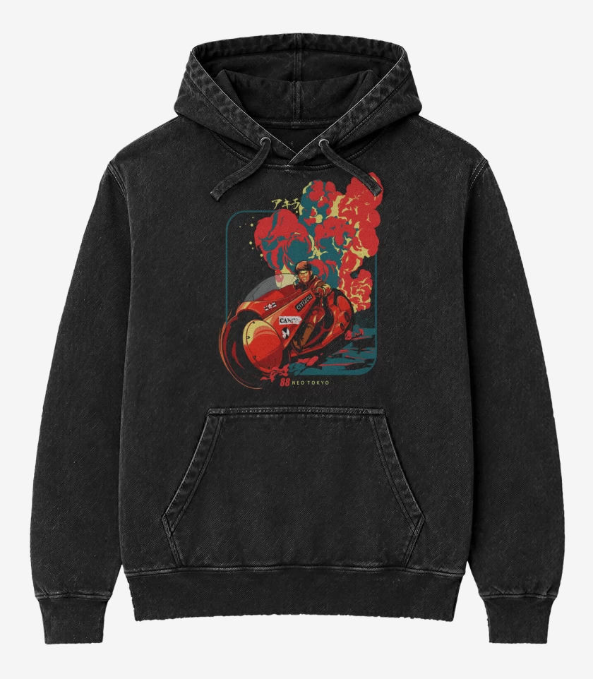 Poleron Canguro Acid Wash Negro de Neo Akira